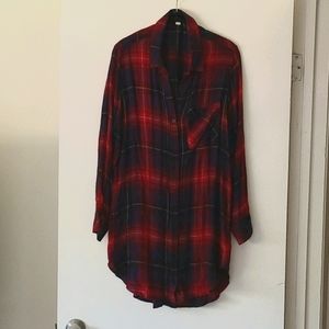 Long Flannel Button up dress size M